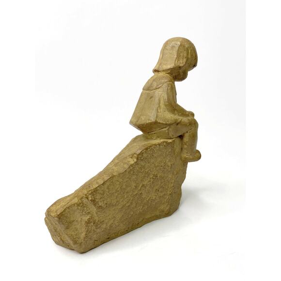 Haeger Pottery M Strubel Figurine Child Sitting on Rock Made in America - Picture 4 of 8